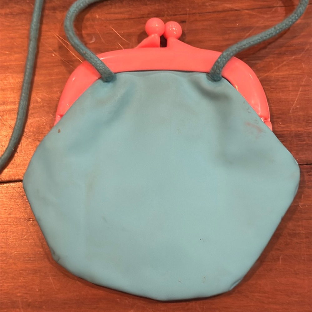 Vintage 1978 100% Pure GARFIELD Coin Purse With KISS Lock Pink Blue Cord Strap - Picture 7 of 11